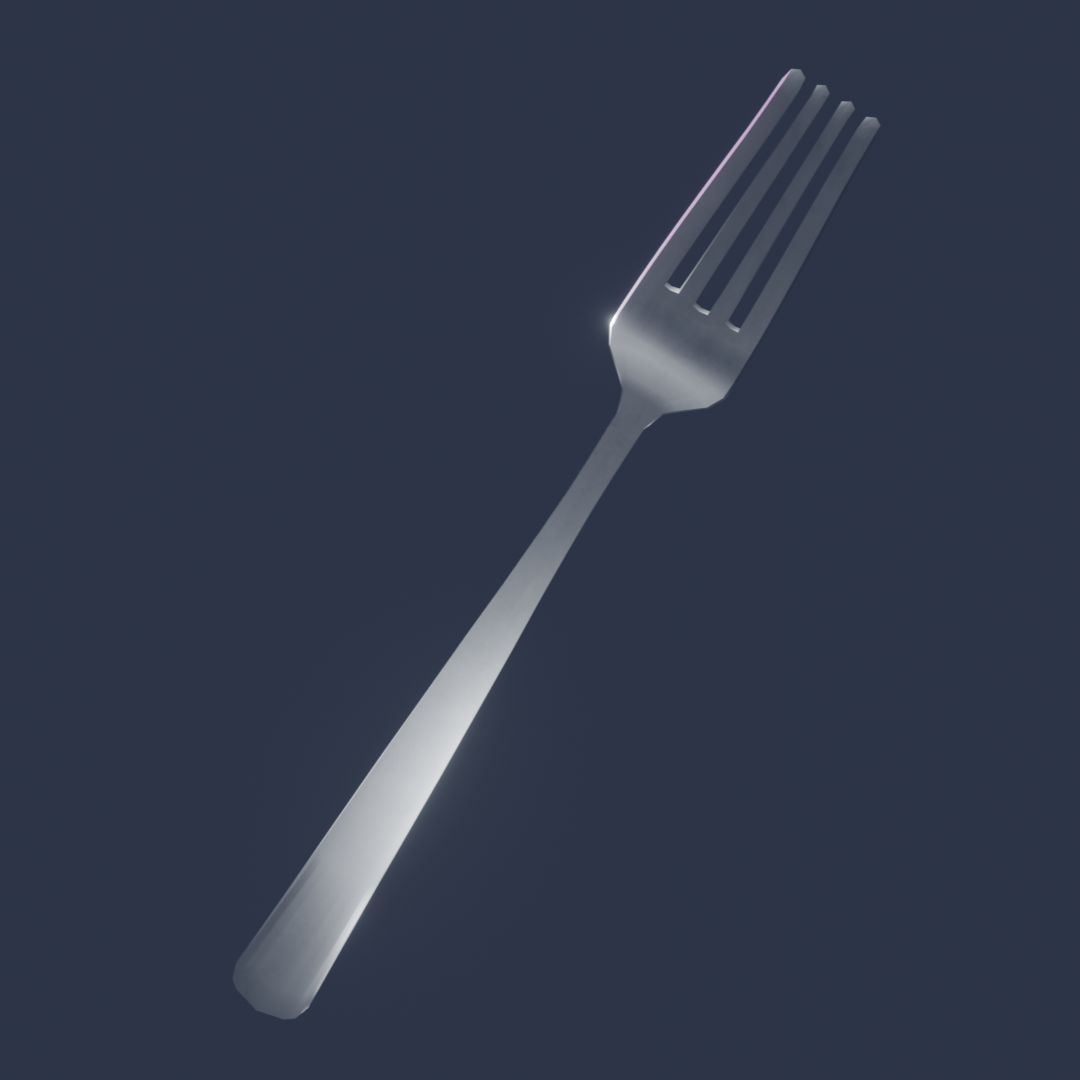 A metal fork with four tines. Credits: Ren